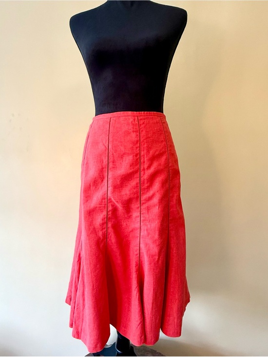 Willi Smith Dresses & Skirts - Women’s Linen Blend Trumpet Fit-and-Flare Skirt - fully lined - red -  size 1